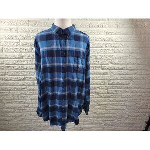 Croft Barrow Mens Shirt 3XLT Long Sleeve Cotton Flannel Collar Blue PLA135E